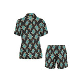 Sea turtle blue stone pattern Women's V-Neck Short Pajama Set