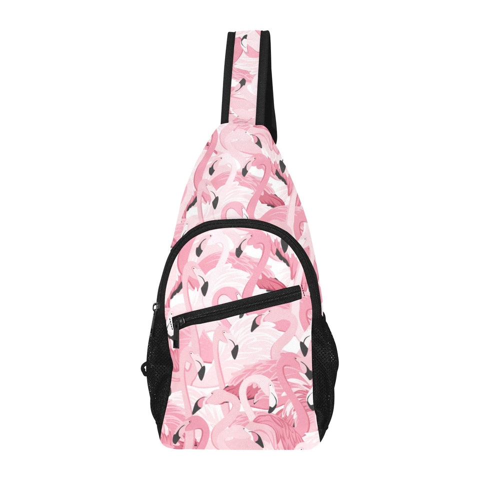 Pink flamingos pattern background All Over Print Chest Bag