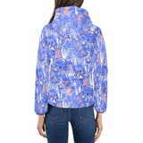 white bengal tigers pattern Women's Padded Hooded Jacket