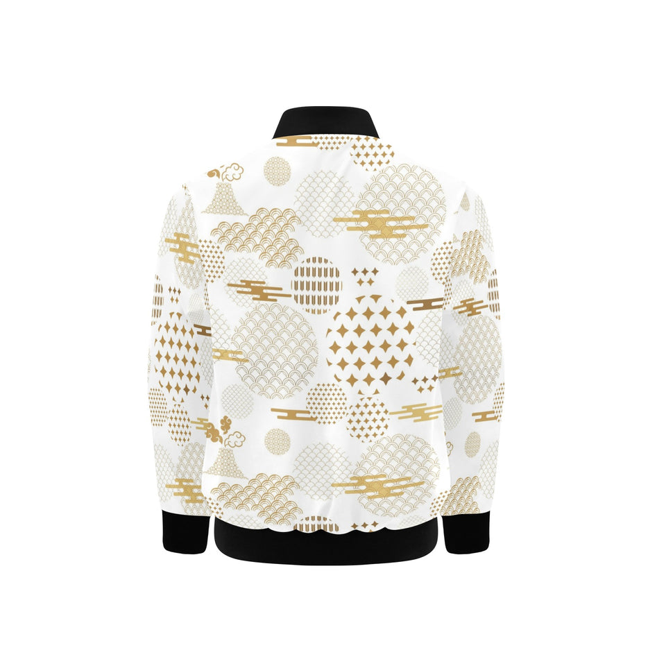 Beautiful gold japanese pattern Kids' Boys' Girls' Bomber Jacket