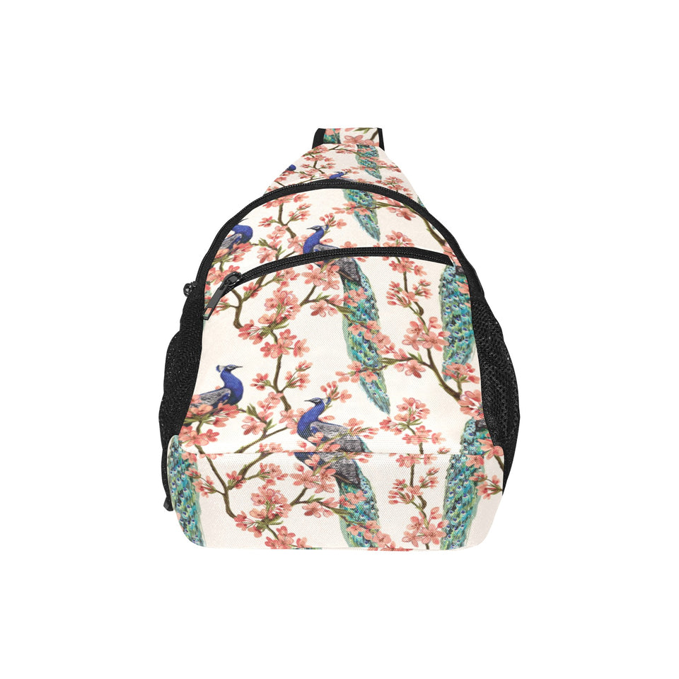 Peacock tropical flower pattern All Over Print Chest Bag