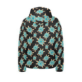 Sea turtle blue stone pattern Kids' Boys' Girls' Padded Hooded Jacket