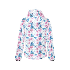 Hummingbird Pattern Print Design 02 Women's Padded Hooded Jacket