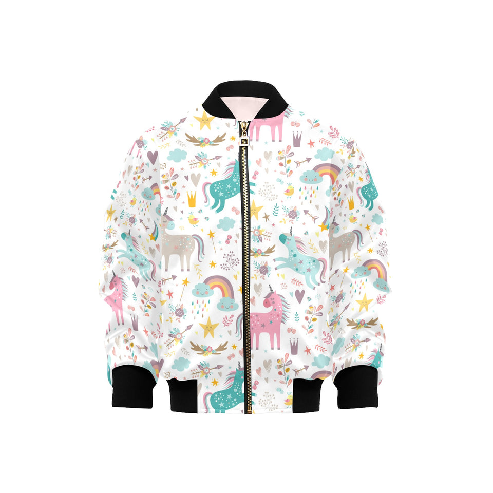Colorful unicorn pattern Kids' Boys' Girls' Bomber Jacket