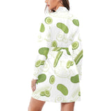 Cucumber sketch pattern Women's Long Sleeve Belted Night Robe