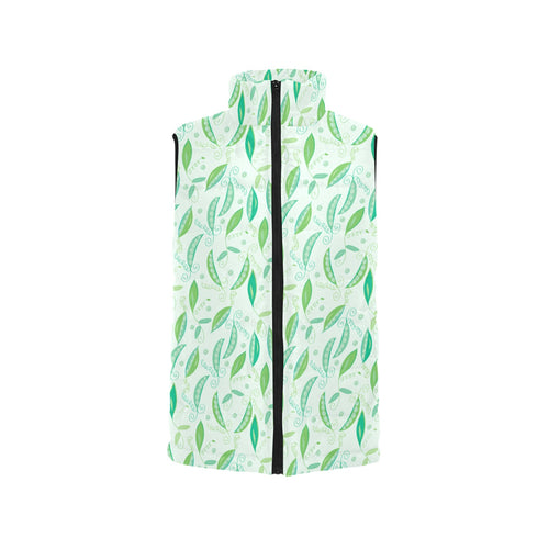 Green Peas Pattern Print Design 01 Women's Padded Vest