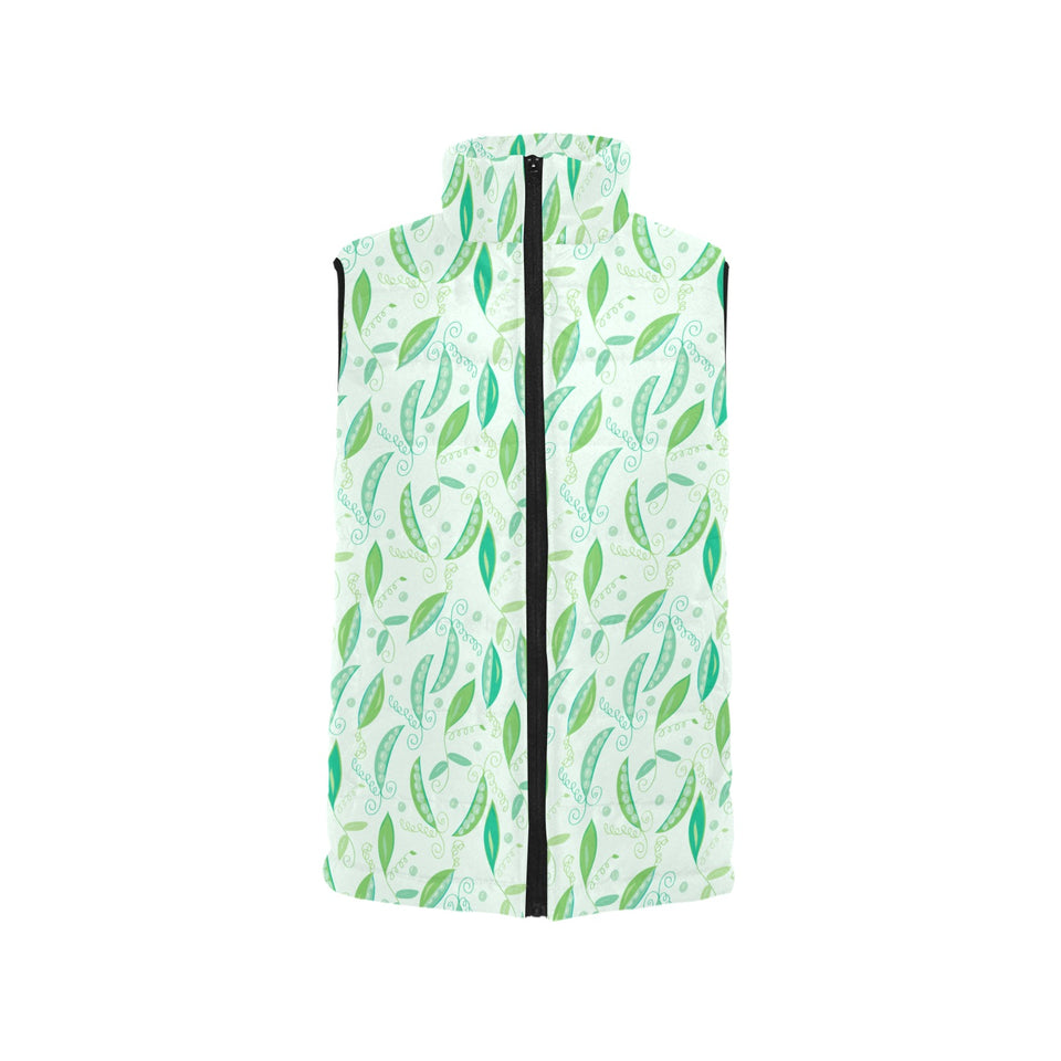Green Peas Pattern Print Design 01 Women's Padded Vest