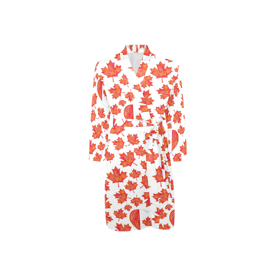 Canada Pattern Print Design 02 Men's Long Sleeve Belted Night Robe