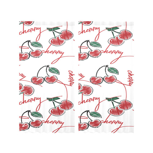 Hand drawn cherry pattern Gauze Curtain