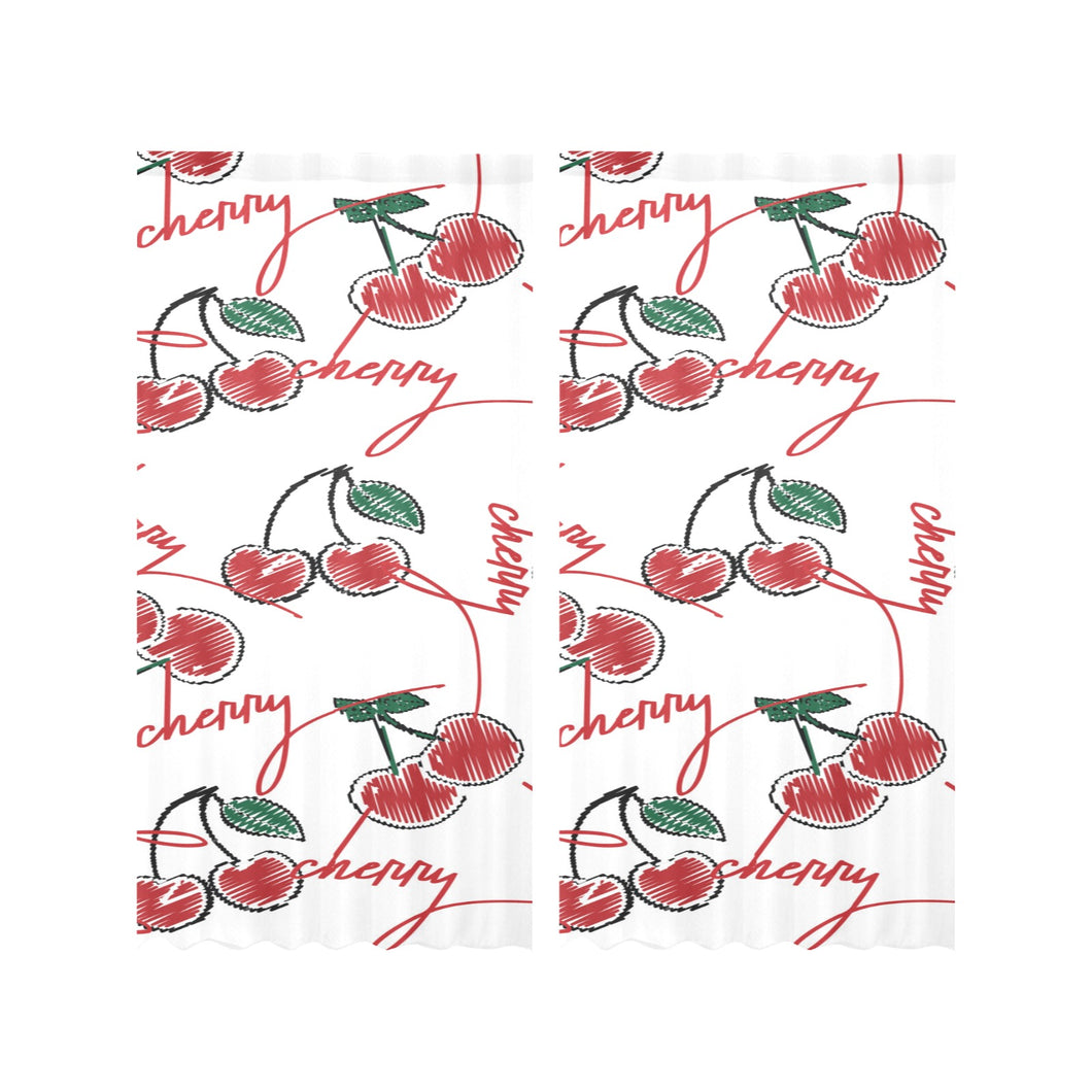 Hand drawn cherry pattern Gauze Curtain