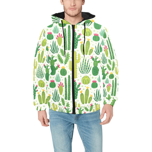 Cactus pattern copy Men's Padded Hooded Jacket