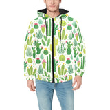 Cactus pattern copy Men's Padded Hooded Jacket