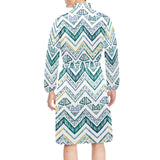 zigzag chevron paint design pattern Men's Long Sleeve Belted Night Robe
