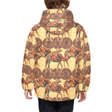 Camel polynesian tribal design pattern Kids' Boys' Girls' Padded Hooded Jacket