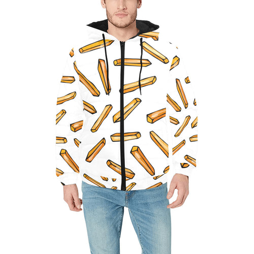 French fries potato pattern Men's Padded Hooded Jacket