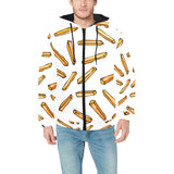 French fries potato pattern Men's Padded Hooded Jacket