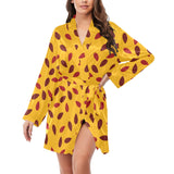 Passion fruit texture Women's Long Sleeve Belted Night Robe