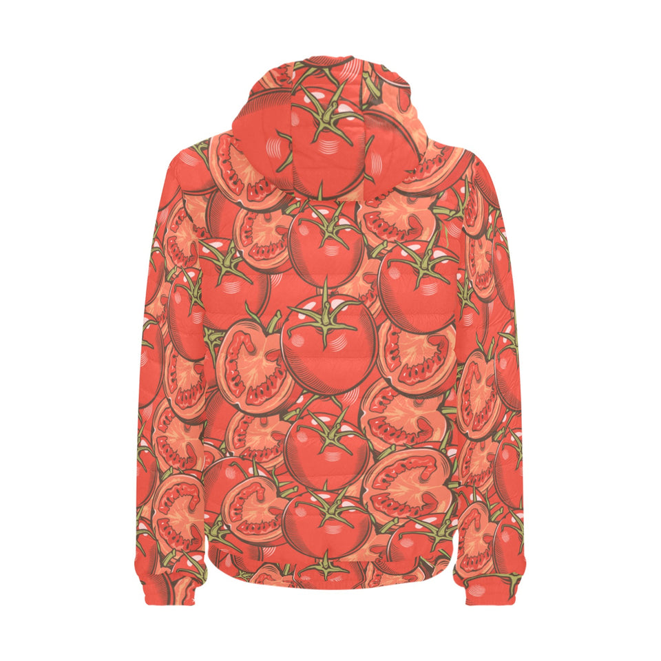 Red Tomato Pattern Men's Padded Hooded Jacket