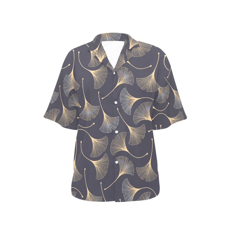 Gold ginkgo leaves Women's All Over Print Hawaiian Shirt