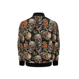 Skull rose humming bird flower pattern Kids' Boys' Girls' Bomber Jacket