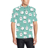 Cute sheep green background Men's All Over Print Polo Shirt
