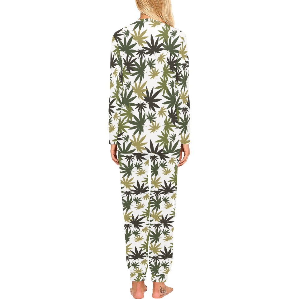 Canabis Marijuana Weed Pattern Print Design 05 Women's All Over Print Pajama Set