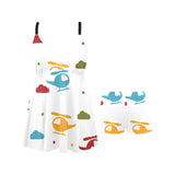 Colorful helicopter pattern Chest Sexy Pleated Two Piece Swim Dress