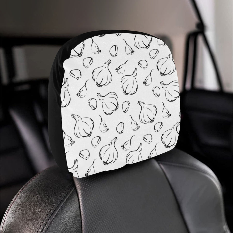 Garlic pattern black white Car Headrest Cover