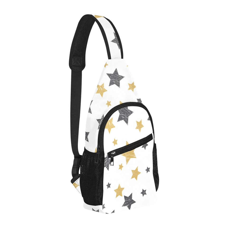 hand drawn gold black star pattern All Over Print Chest Bag