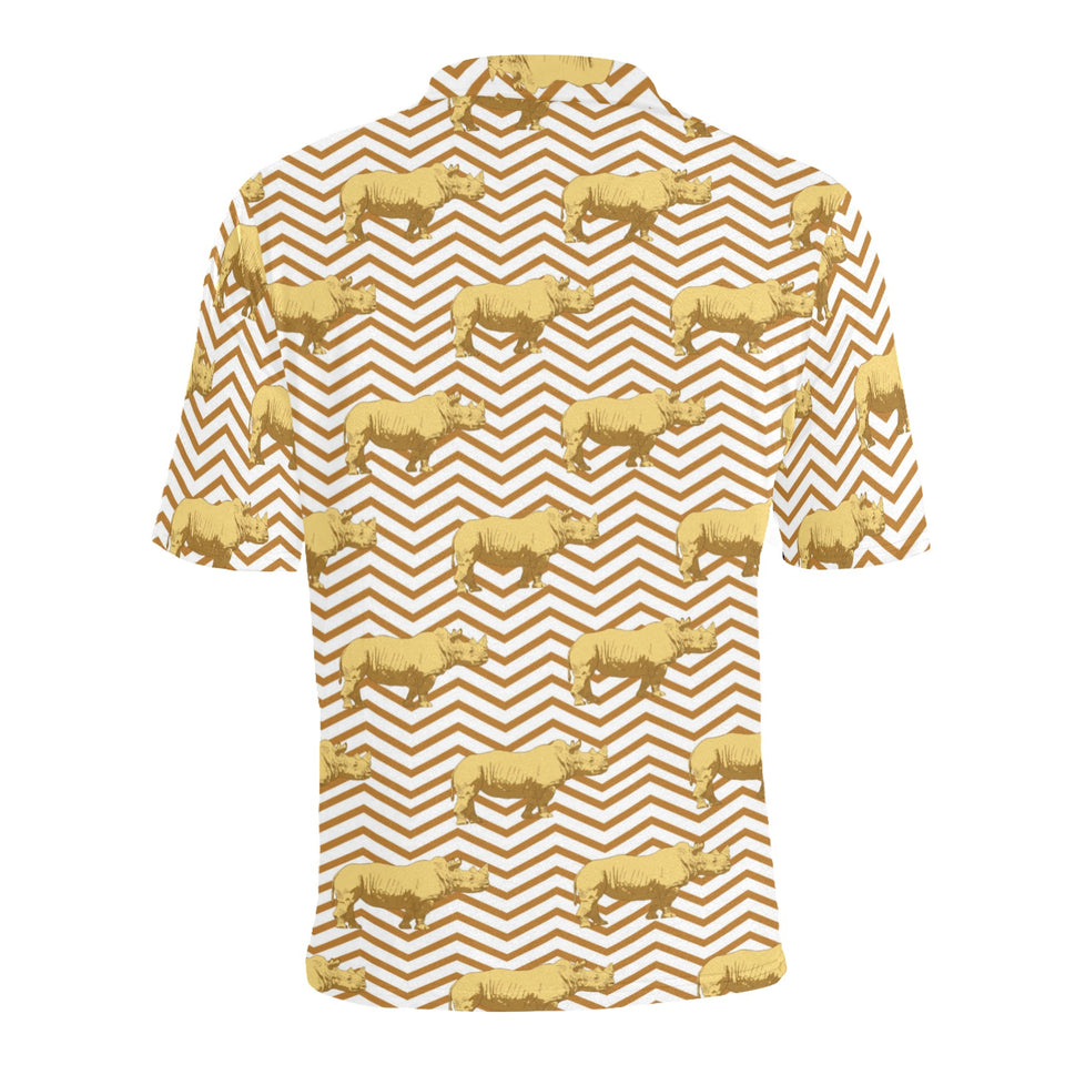 Rhino yellow theme pattern Men's All Over Print Polo Shirt