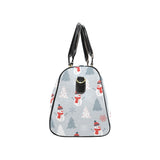 Snowman christmas tree snow gray background Travel Bag