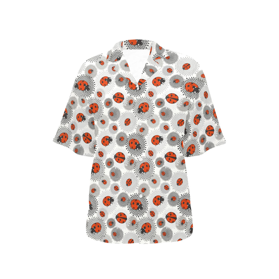 Ladybug Pattern Print Design 05 Women's All Over Print Hawaiian Shirt