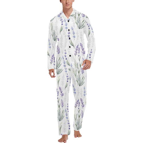 Hand painting Watercolor Lavender Men's Long Pajama Set
