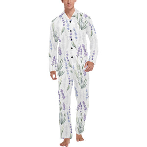 Hand painting Watercolor Lavender Men's Long Pajama Set