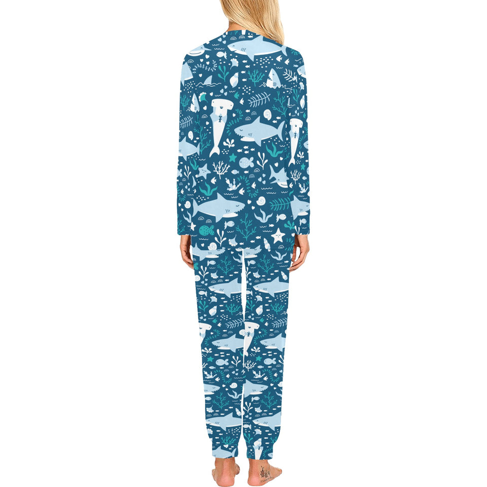 Cute shark pattern Women's All Over Print Pajama Set