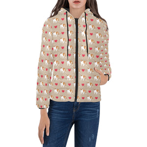 English Bulldog Pattern Print Design 05 Women's Padded Hooded Jacket