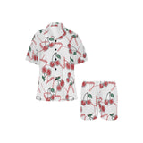 Hand drawn cherry pattern Women's V-Neck Short Pajama Set