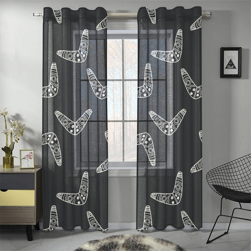 Hand drawn boomerang Australian aboriginal ornamen Gauze Curtain