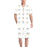 Cute Siberian Husky pattern Men's V-Neck Short Pajama Set