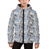 Skate Board Pattern Print Design 03 Kids' Boys' Girls' Padded Hooded Jacket