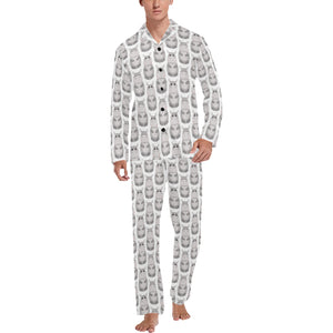 Hippopotamus Pattern Print Design 05 Men's Long Pajama Set