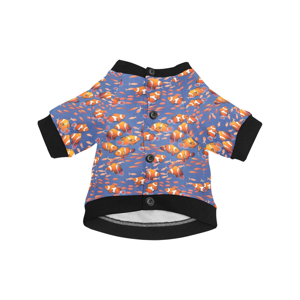Clown Fish Pattern Print Design 04 All Over Print Pet Dog Round Neck Fuzzy Shirt