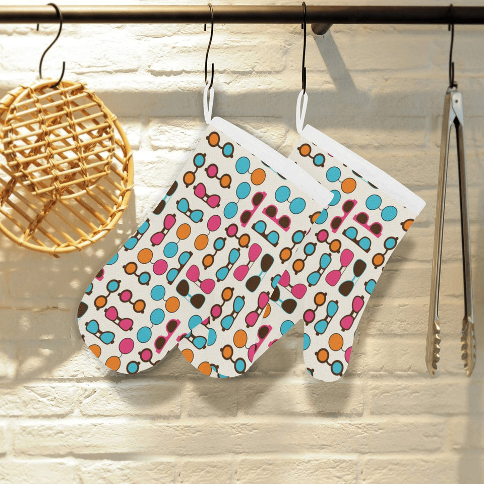 Sun Glasses Pattern Print Design 03 Heat Resistant Oven Mitts