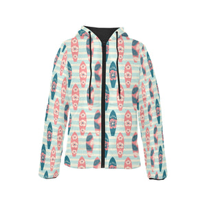 Surfboard Pattern Print Design 02 Women's Padded Hooded Jacket