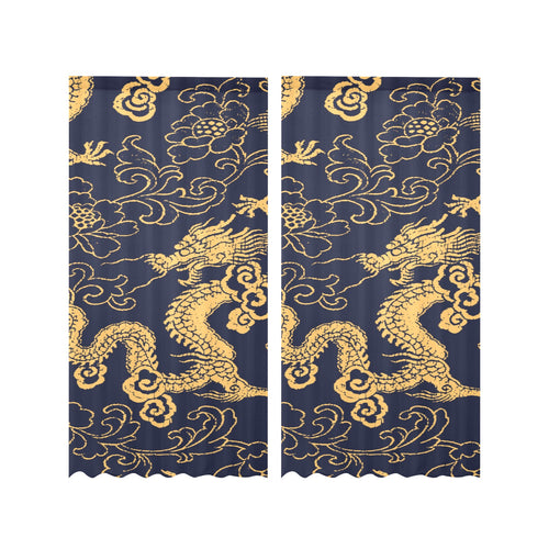 Gold dragon pattern Gauze Curtain