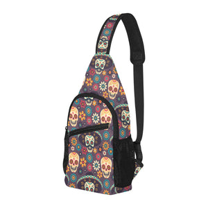 Sugar skulls flower maxican pattern All Over Print Chest Bag