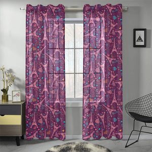 Eiffel Tower Heart Pattern Print Design 04 Gauze Curtain