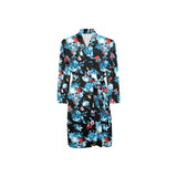 Skull flower roses leave pattern Men's Long Sleeve Belted Night Robe