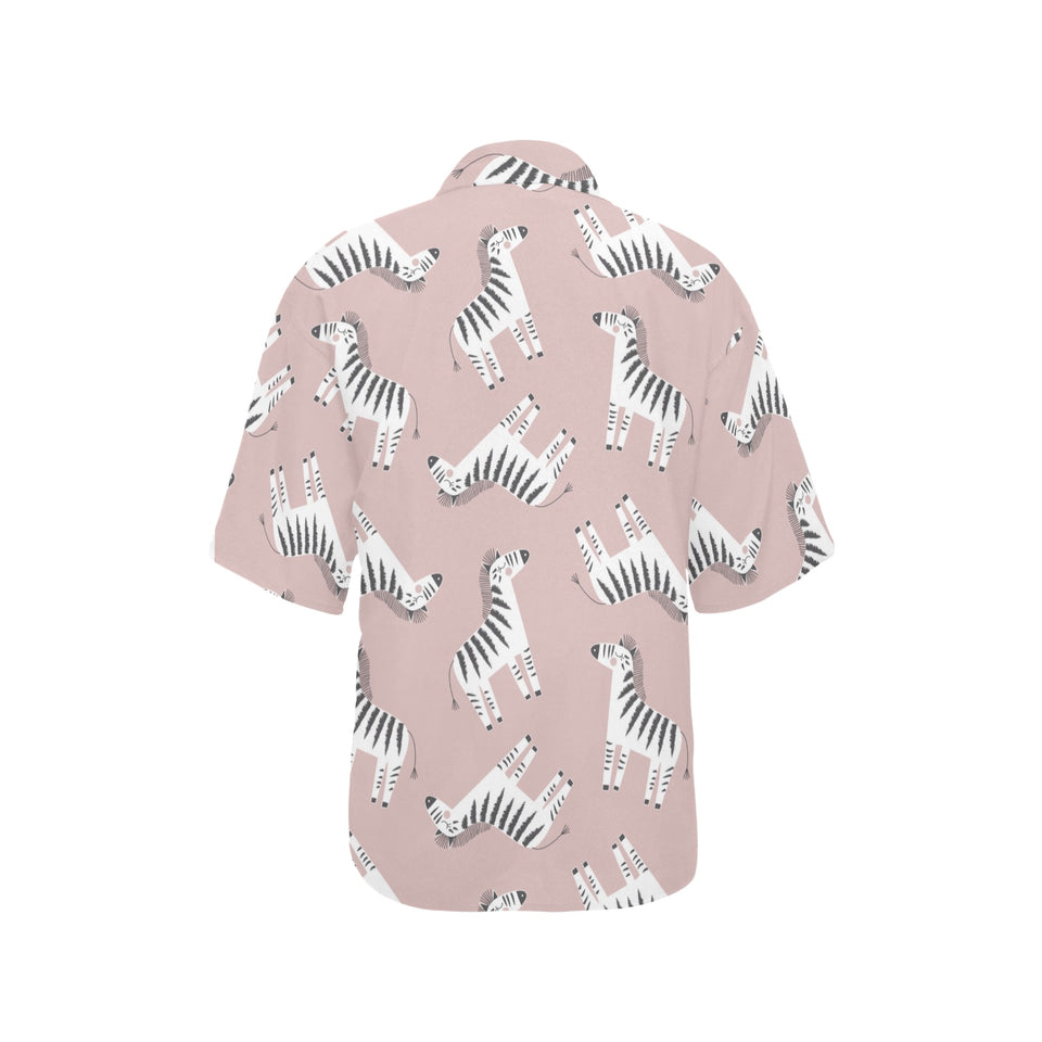 Cute zebra pattern Women's All Over Print Hawaiian Shirt