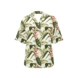 heliconia pattern Women's All Over Print Hawaiian Shirt